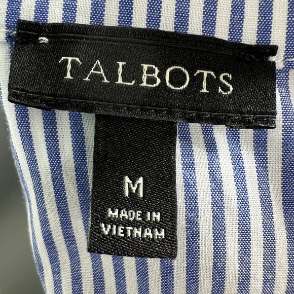 Talbots Womens M Green Stripe Collared Polo Pique Dress Pockets Academia Preppy - Picture 13 of 16